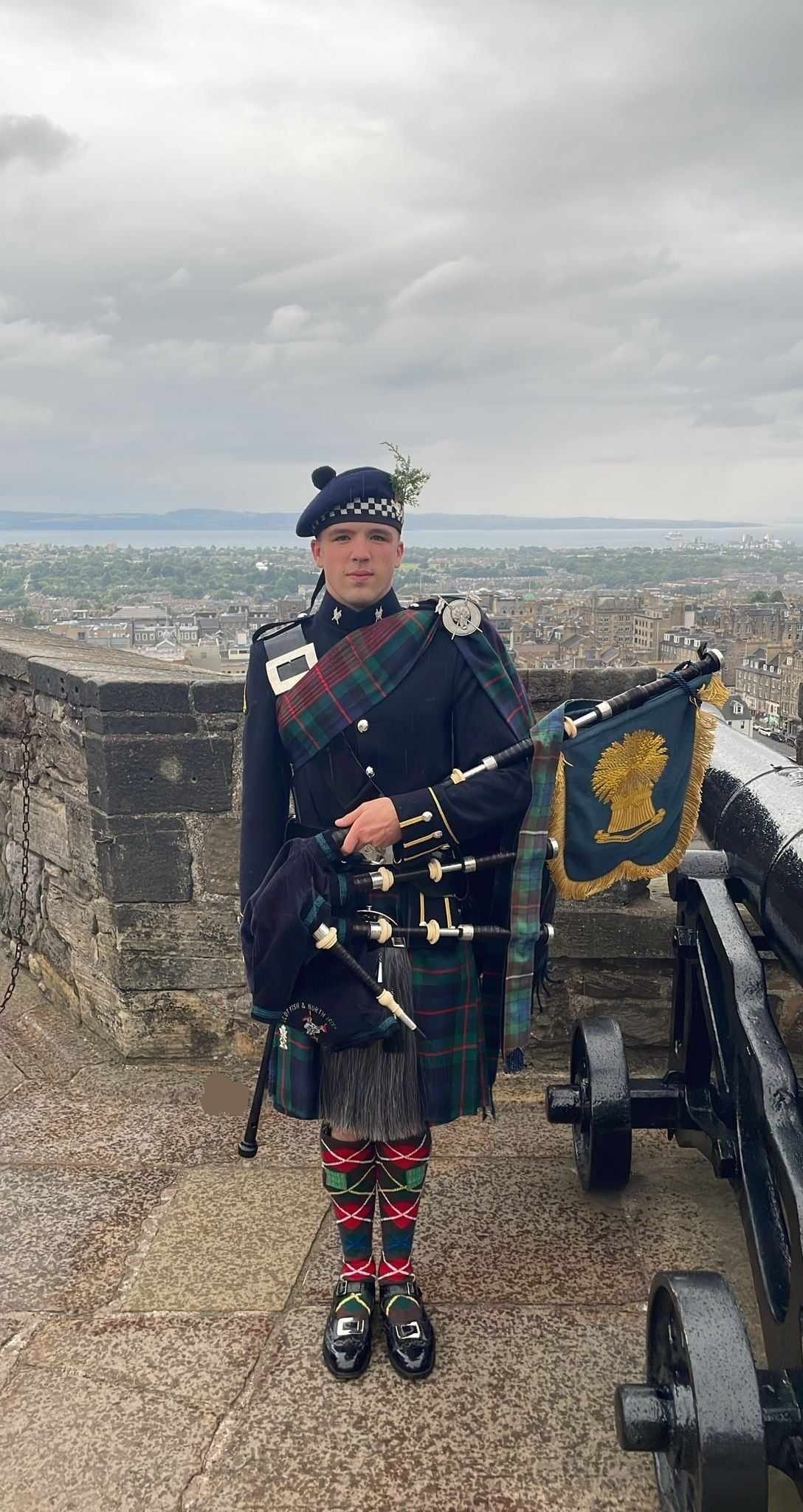 Felix Walker on Edinburgh Castle ramparts overlooking the city
