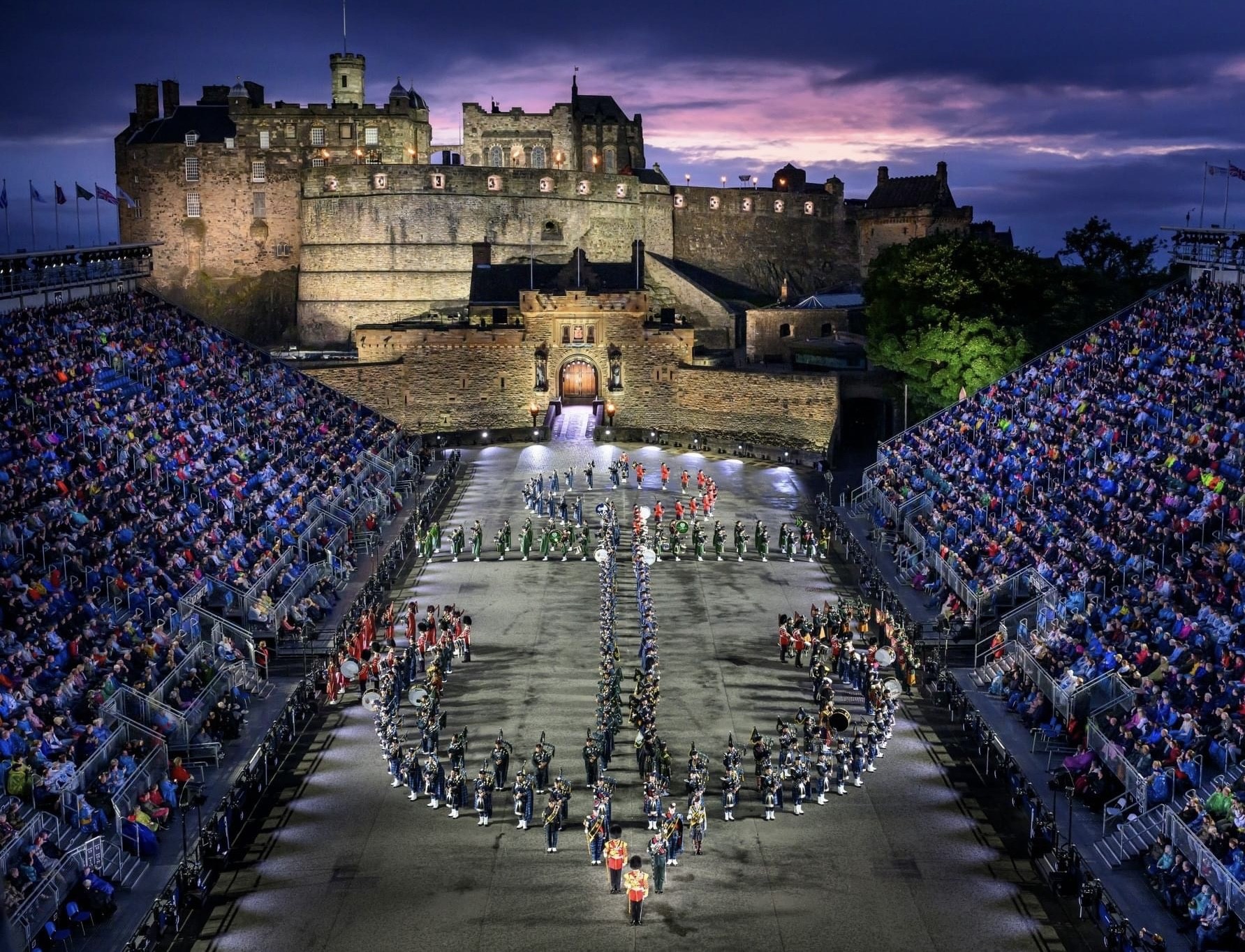 Royal Edinburgh Military Tattoo 2024, massed bands on the Castle Esplanade